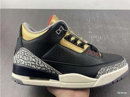 Cement Jordan SoftTouch Retro 3 3832 Black CK9246- Gold 1029